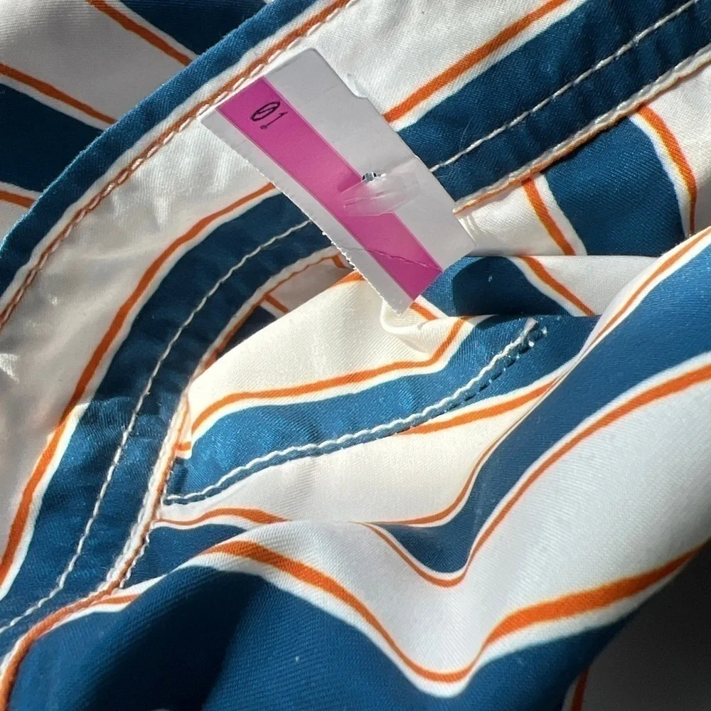 Rodd & Gunn Adamson White Blue Orange Striped Mesh Lined Swim Trunk Shorts 2XL